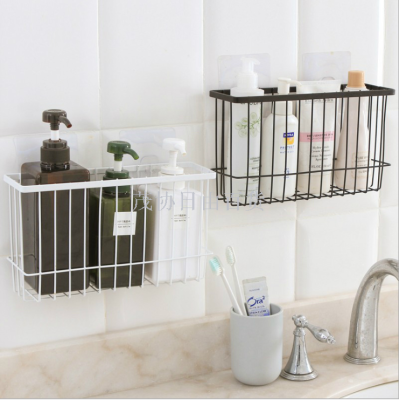 Kitchen Iron Storage Basket Simple Shelf Seasoning Rack Bathroom Storage Basket Desktop Storage