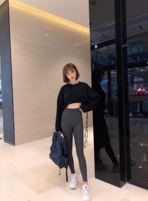 Deep gray wear qiu dong new style vertical strip slimming body warm and velvet body web celebrity fashion versatile cotton leggings