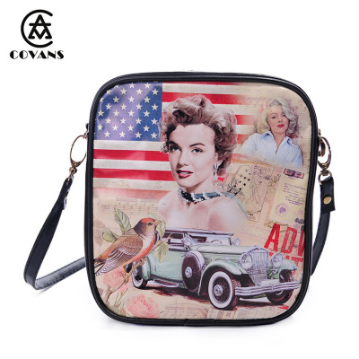 Popular in Europe and the United States PU leather digital printing multi-purpose single-shoulder cross-body square backpack to customize