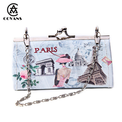 PU leather Digital Printed Wallet Ladies carry headphone cord to Collect Small Wallet leather Goods