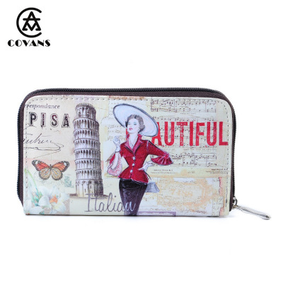 Popular in Europe and the United States PU digital printing Universal Single Zipper Banknote Credit Card collection short Wallet Custom wholesale