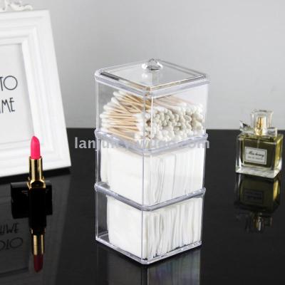 Dust-proof transparent storage box with multi-layer cotton swab box cover