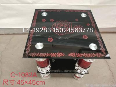 Corner table square furniture, tempered glass aluminum alloy leg glass small tea table, exported to Africa