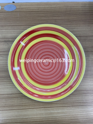 Ceramic Plate Factory Direct Sales 10.5-Inch Hand-Painted Plate Hand-Painted Transfer Plate