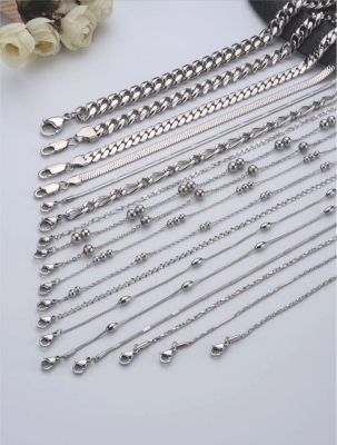 Stainless steel chain jewelry chain twist chain NK chain clamp tube chain reverse and reverse chain pearl chain manual chain BL chain