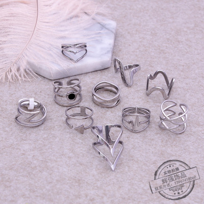 Korean Fashionmonger Open Little Finger Ring Female Small Finger Ring Stainless Steel Simple Knuckle Ring Twist Irregular Single Ring