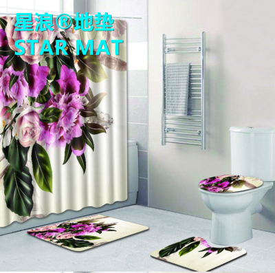 STAR MAT plant flowers toilet four piece mat non-slip bathroom mat carpet cross-border foreign trade hot sales