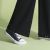 Black linen textured casual pants professional women's pants cotton and linen woman's wide-leg pants for spring 2020