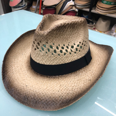 Hand knitted cowboy hat straw hat