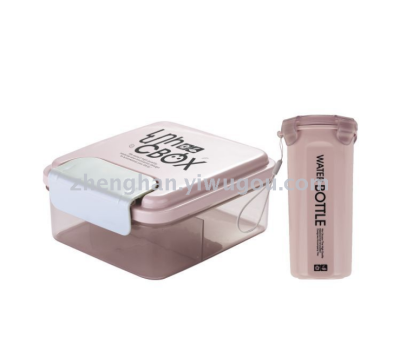 Office worker microwave oven heated lunch box primary school compartments sealed plastic bento box water cup set