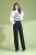 Black linen textured casual pants professional women's pants cotton and linen woman's wide-leg pants for spring 2020
