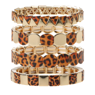 Leopard Print Tile Bead Bracelet DIY Leopard Bead Stretch Bracelet