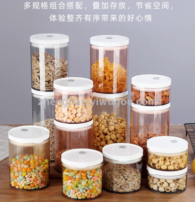 Grain storage sealed container round plastic container transparent single-layer food container