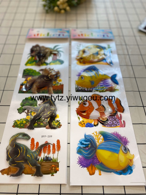 3D layers of stickers, cartoon stickers, paper fish, princess, dinosaur stickers