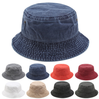 Fisherman hat male European and American ins wash smooth plate pure cotton basin hat female four seasons universal outdoor travel sun hat