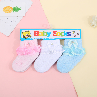Hosiery expressions using bowknot lace decoration girl newborn baby socks multicolor newborn baby socks four seasons general
