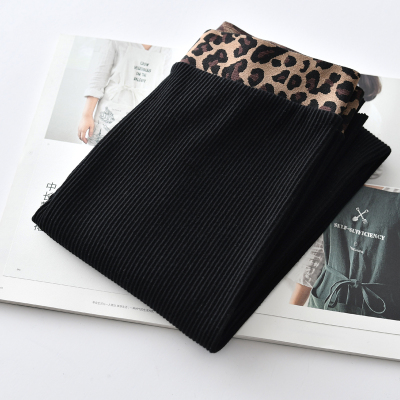 Spring 2020 Leggings Women's Outer Wear Thin Vertical Thread Gray Leopard Print Waist Cropped Skinny Long Johns Women