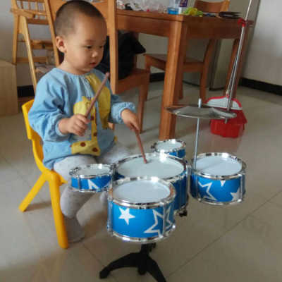 1. Large children's toy drum set beginners beat baby drum instrument guitar puzzle 3 years old