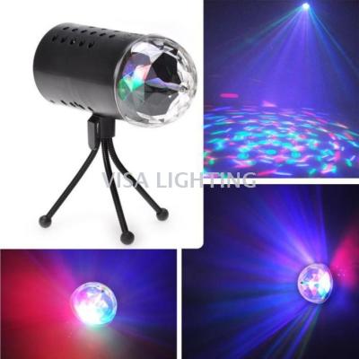 LED seven-color sound-controlled rotating crystal magic ball lamp cylinder 3W stage lamp magic ball lamp