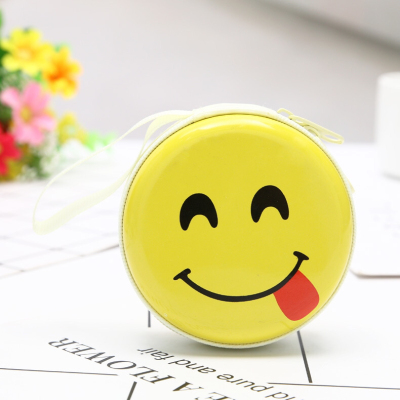 Cartoon tinplate round zero wallet smiley face package box wholesale can be used emoji smiley face zero wallet key package