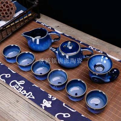 Jun porcelain tea set teacup teapot travel tea set ceramic cover bowl jingdezhen porcelain pot kung fu tea set tea tray