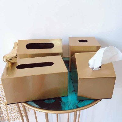 Small House-Shaped Golden Tissue Box Brass Metal Paper Extraction Box Nordic Ins Light Luxury Ornaments Living Room Home