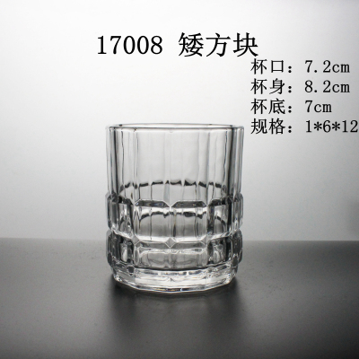 17008 Short Square Glass Cup Water Cup Goblet Glass Printing Cup Glasscup Glassware