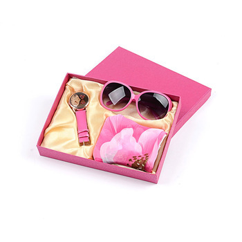 Hardcover women's watch gift box quartz watch + sunglasses set birthday gift set