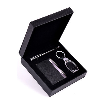 Custom Three-piece Suit Keychain Business Card Holder Pen Business Men Gift Box Set