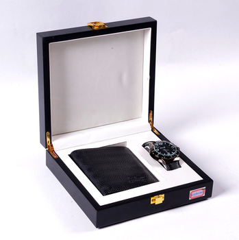 High Quality Business Luxury Gift Sets Waterproof Watch Leather Wallet Combination Set Gift With Wooden Box