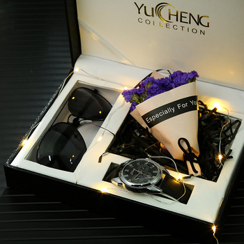 Fashion quartz watch sunglasses free combination beautifully wrapped christmas new year gift box set