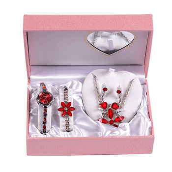 Perfect Design Necklace Earrings Jewelry Alloy Watch Set Valentine Gifts For Girlfriend