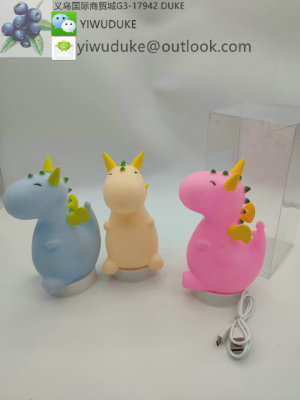 Dinosaur series silicone LED lights USB charging clap lights colorful creative bedroom bedside light