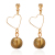 Korean version of the new hollow out heart transparent round bead earrings geometric square short style earrings persona