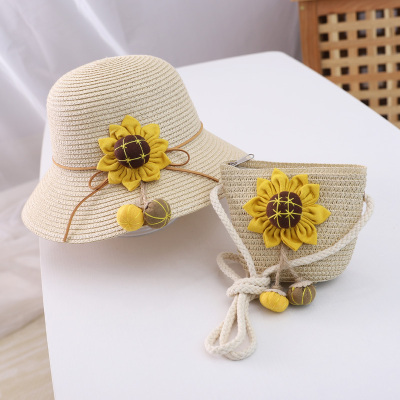 New sunflower suspended gourd kit basin cap parent-child lovely sun hat tourism