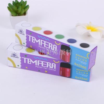 Tempera paint poster color in set 6 colors 