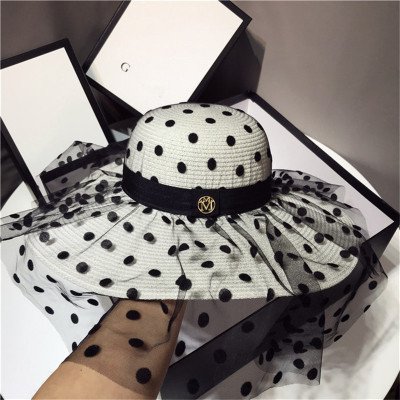 Korea version tide summer simple sunshade hat female vogue 2019 cover face bask in a hat web celebrity new style Hepburn foreign style