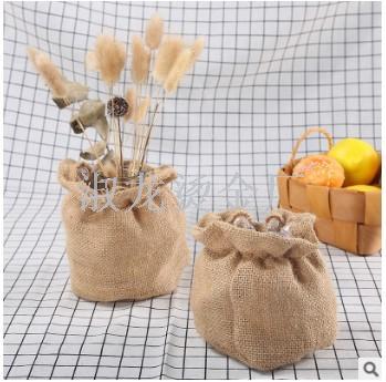 Real hemp pot set cotton linen cloth flowerpot small sack hanging coarse hemp storage basket hanging bag