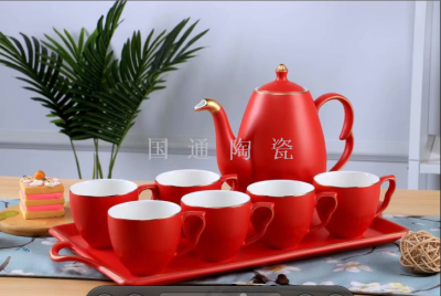 Ceramic water ware coffee cup coffee pot cup saucer European style water ware gift promotion jingdezhen