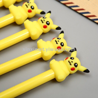 Factory Direct Sales Cute Cartoon Pikachu Gel Pen Simple Fresh Pikachu Black Signature Pen Office Supplies