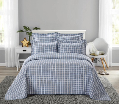 Japan check simple plain pattern three sets yarn-dyed polyester cotton bedding set double jacquard air conditioning