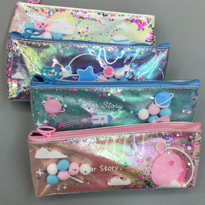 Stationery Bag Creative Planet Quicksand Pencil bags students have personalized stationery Bag,