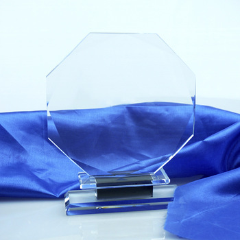 Cheap blank plaque glass award octagon crystal trophy
