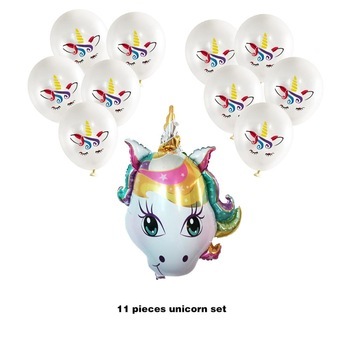 Hot sell 11 pieces unicorn balloon set  unicorn latex foil balloon for party decoration