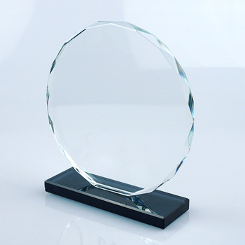 Cheap Sun flower round  blank glass trophy award for photo engraving and Sandblasting lettering