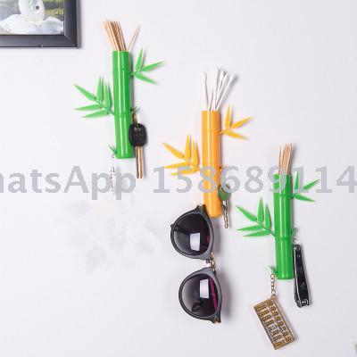 Slingifts Bamboo shaped hanger key hook creative multi-functional toothpick q-tip storage box