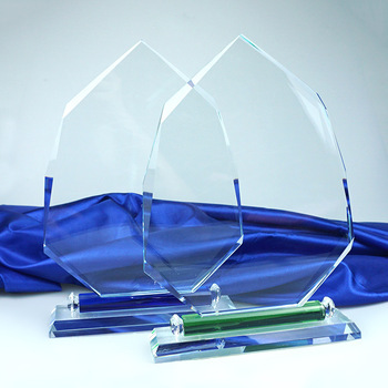 blank glass plaque leaf shape crystal trophy award