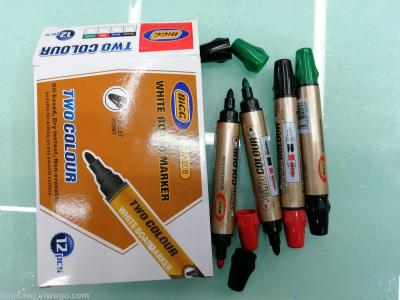 Double-Headed Two-Color Whiteboard Marker with round Head Square Head Golden Film Paper Factory Direct Sales Customization as Request