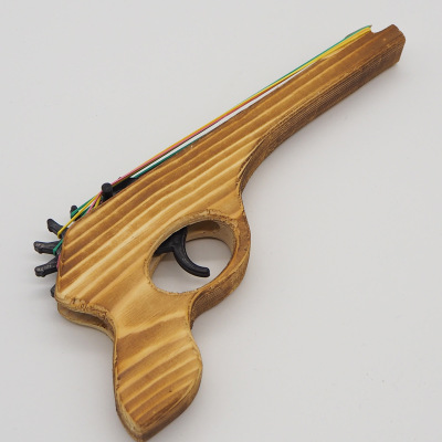 Factory Direct Sales Rubber Band Wooden Gun Wooden Toy Belt Tire Pistol New No. 3 Gun Rubber Band Gun