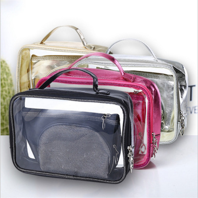 waterproof pu wash gargle bag large capacity cosmetic bag three sets travel storage multi-functional cosmetic bagpackage